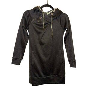 Black Hooded Sweater/Sweatshirt Mini Dress